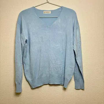 [ INED ] 이네드 스카이블루 V넥 긴팔 니트 스웨터