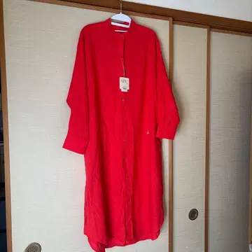 빨간색 긴팔 셔츠 원피스
