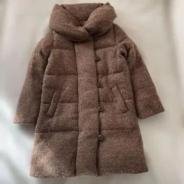 ZAMPA 볼륨 칼라 니트 롱 다운 코트 M