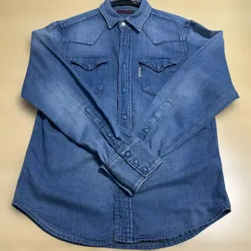 BLUEBLUE/터키석 버튼 데님 셔츠 긴팔