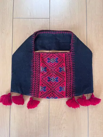 태국 자수 장식 태슬 숄더백