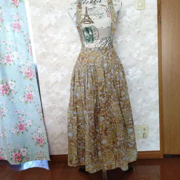 핑크하우스 브라운 꽃무늬 롱 스커트