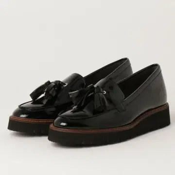 다이애나 로퍼 경량 통굽 태슬 로퍼 여성용 에나멜 블랙