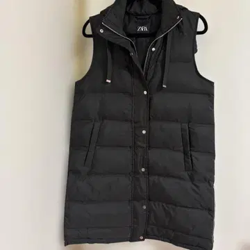 ZARA 후드 부착 충전솜 롱 베스트 S 사이즈