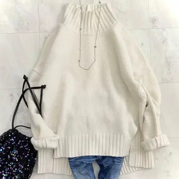 프리미어 아롱디스망 하이넥 니트 울 캐시미어 아이보리