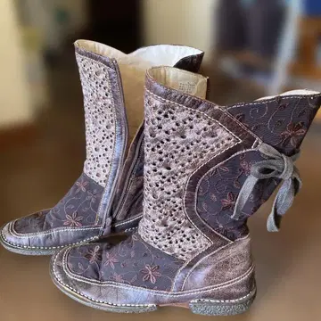 천연 가죽 레이스 사양 부츠