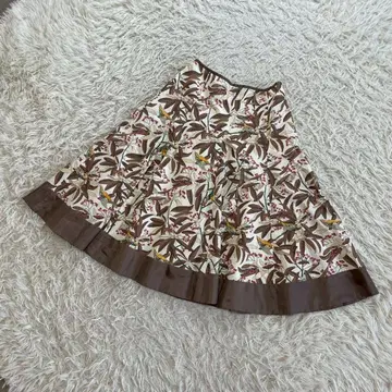 자유구 보태니컬 무늬 플레어 스커트 플리츠 스커트