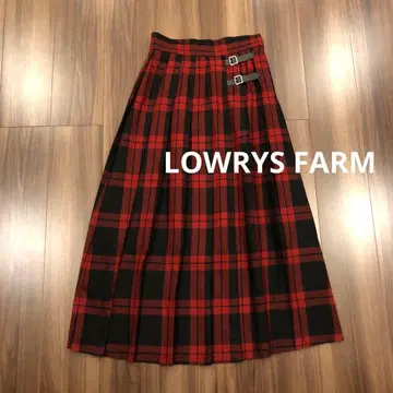 로리즈팜 LOWRYS FARM 빨간색 x 블랙 플리츠 체크 스커트