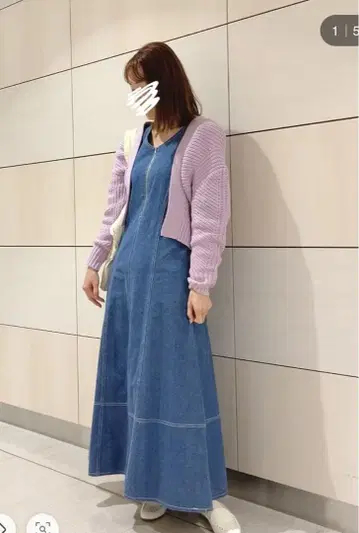 미사용 새상품 어반 리서치 데님 원피스 롱 체형 커버 새상품급