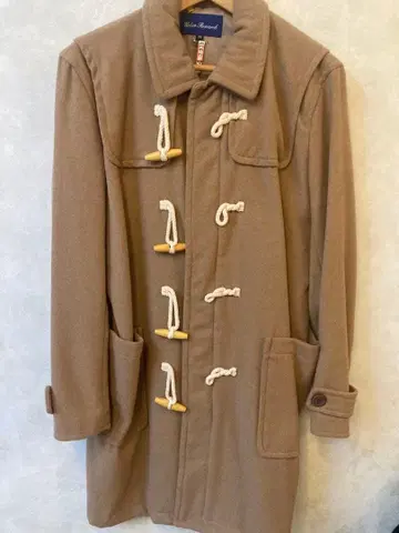 어반 리서치 베이지 더플 코트 울 혼방