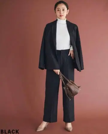 블랙 헤링본 와이드 팬츠 S사이