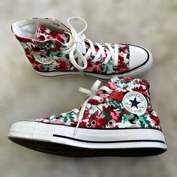 레어 컨버스 올스타 하이컷 스니커즈 꽃무늬 여성용