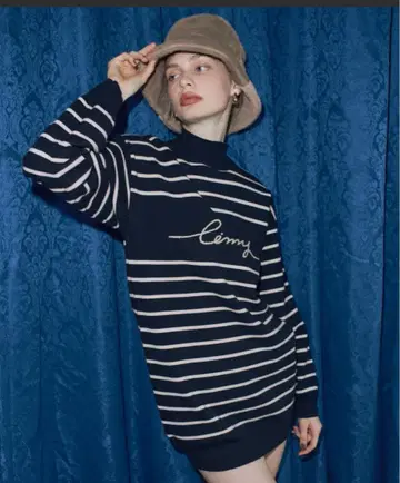 eimy istoire 클래식 eimy 보더 오버 니트 미니 원피스