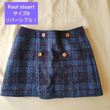 Paul Stuart 리버서블 스커트 트위드 울 나일론