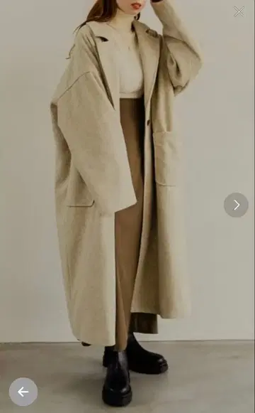 hinari 오버 사이즈 롱 코트 내추럴 베이지