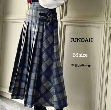 호평 완판 컬러 [ JUNOAH ] 사이드 벨트 체크 플리츠 스커트