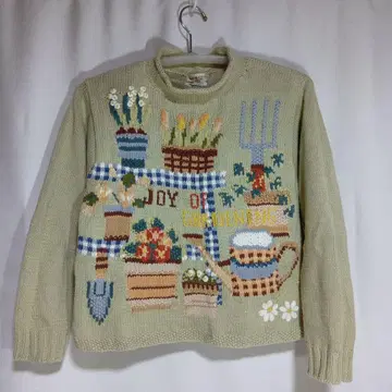 novara 가드닝 모티브 니트 스웨터 면 100%