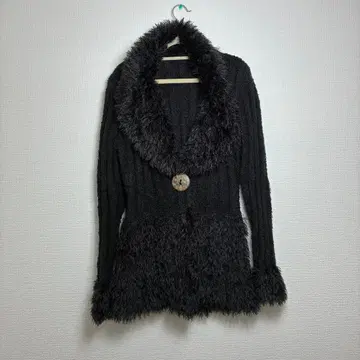 [ Tanppoppo ] 탄포포 퍼 블랙 가디건