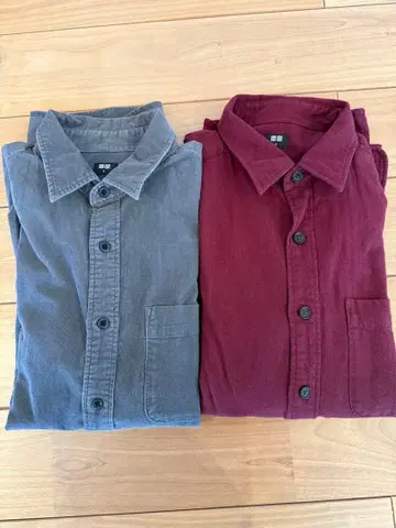 UNIQLO 플란넬 셔츠 2장 세트 S 사이즈 버건디 그레이