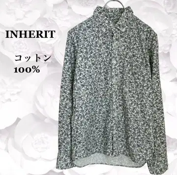 [인헤릿] 셔츠 블라우스 [M] 아이보리 꽃무늬 꽃 긴팔 코튼