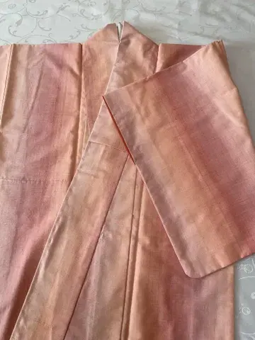 미사용 홍화 핑크 오렌지 계열 코몬 기모노 홍화염 기장 154cm