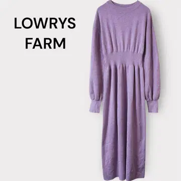 로리즈팜 12G 니트 허리 마크 원피스 보라색 퍼플