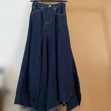 ANTGAUGE/다크 데님 비대칭 롱 스커트