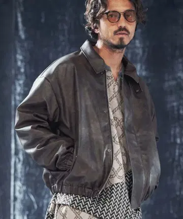 ANGENHEHM 다크 브라운 가죽 자켓