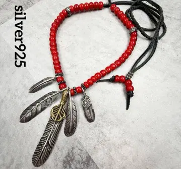 silver925 5개 페더 목걸이 sterling 인디언