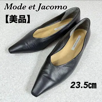 새상품급 모드 에 자코모 스퀘어토 플랫 펌프스 가죽 23.5cm 블랙