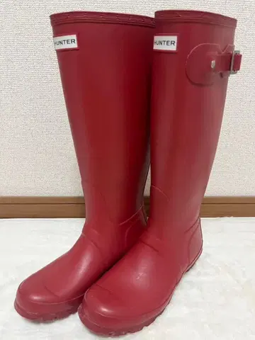 HUNTER 빨간색 장화 레인부츠 레드 24cm