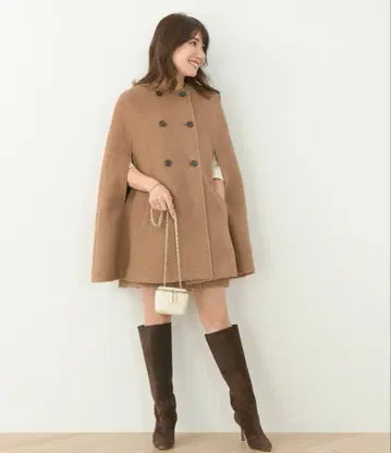 Liala PG 판초 코트 더블 버튼 울 혼방