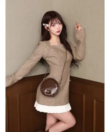 Darich 플리츠 도킹 트위드 미니 원피스 F 사이즈