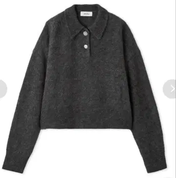 미라 오웬 mila owen 비쥬 버튼 크롭 폴로 니트 풀오버