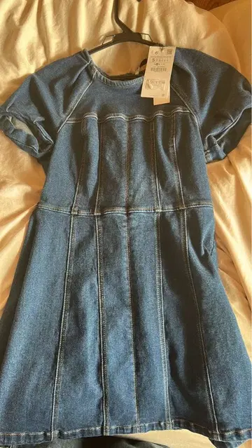ZARA 데님 블루 반팔 미니 원피스 S
