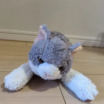 그레이와 화이트 고양이 봉제 인형 사바시로