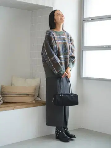 Ungrid 언그리드 / 체크 자카드 루즈 니트