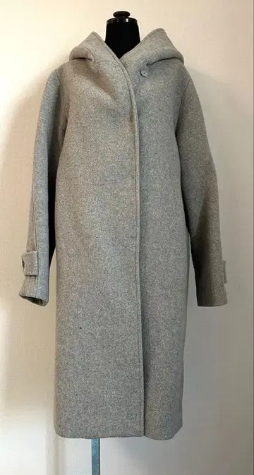 JEANAsis 여성용 모사 롱 코트 후드 부착 코트 그레이