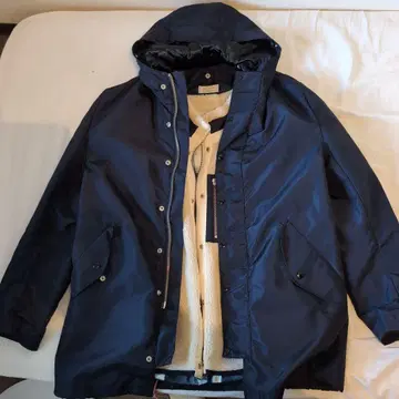 메종 키츠네 네이비 2in1 모즈 코트 퍼 포함