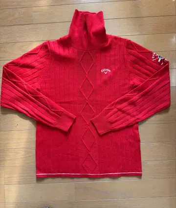 Callaway 빨간색 하이넥 스웨터