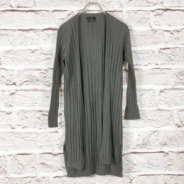 r428 INED 그레이 리브 롱 가디건 긴팔 S~M