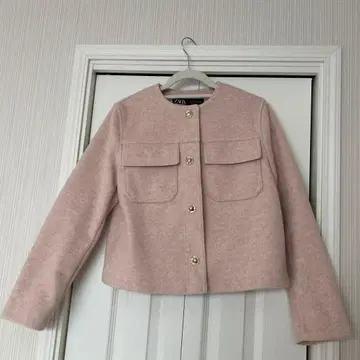 ZARA 핑크 노카라 자켓 S