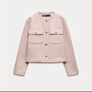 ZARA 핑크 소프트 노카라 자켓 S