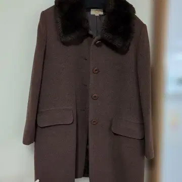 브라운 퍼 트리밍 울 코트 사이즈 11