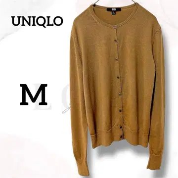 유니클로 가디건 긴팔 M 브라운 버튼 프론트 오픈 U넥 고급 오피카지