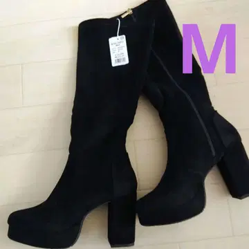 블랙 스웨이드 롱 부츠 M