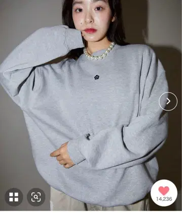 그레이 마리콴트 자수 로고 맨투맨 트레이닝복