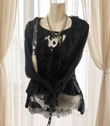 페어리 그런지 모리걸 가디건 오간자 프릴 볼레로