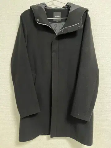 BEAMS 블랙 후드 부착 코트 M