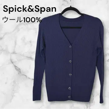 Spick&Span 니트 가디건 네이비 울 긴팔